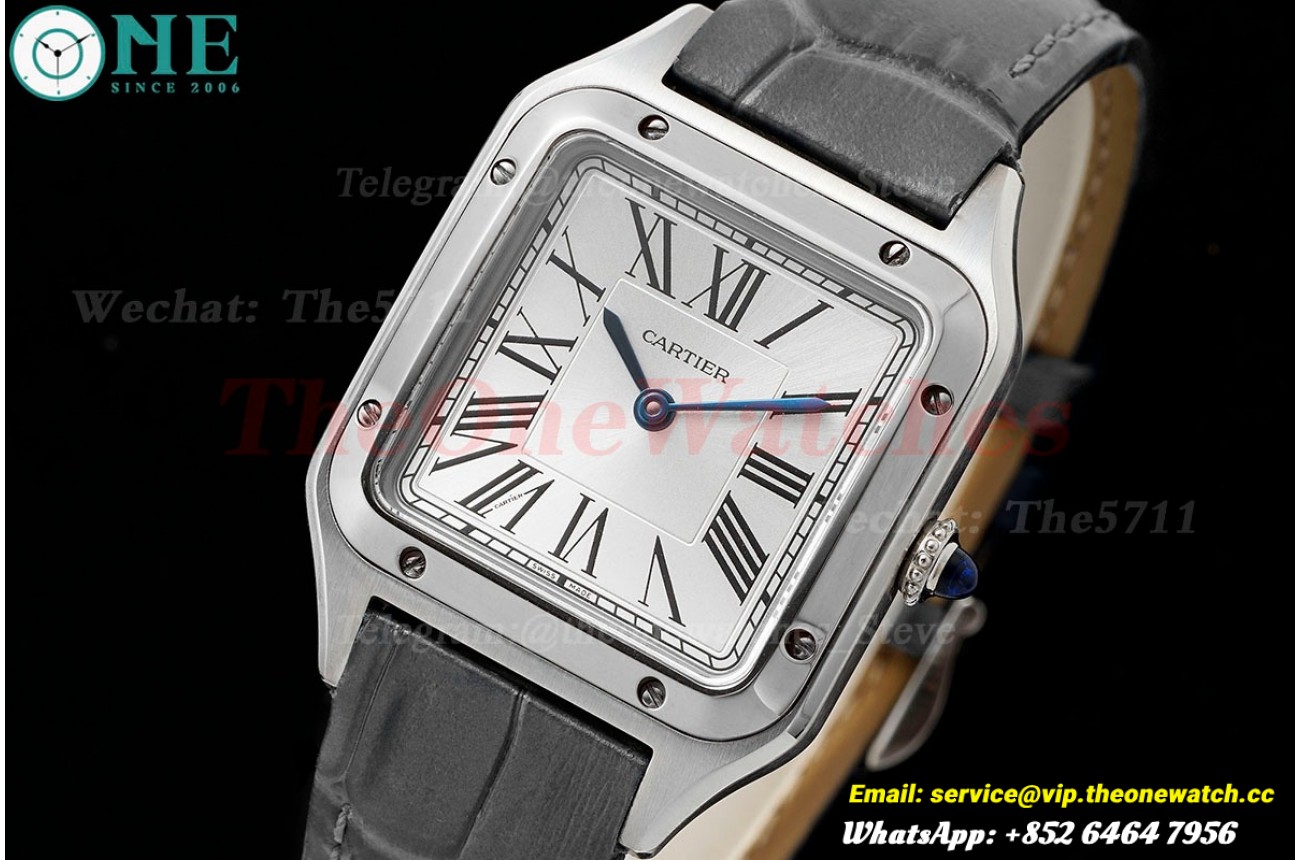 Santos Dumont Grey SS/LE Silver Dial AF Quartz