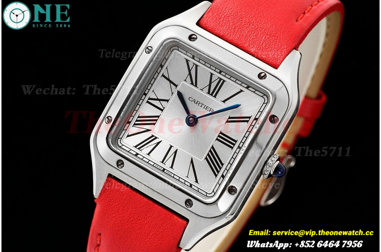 Santos Dumont Red SS/LE Silver Dial AF Quartz