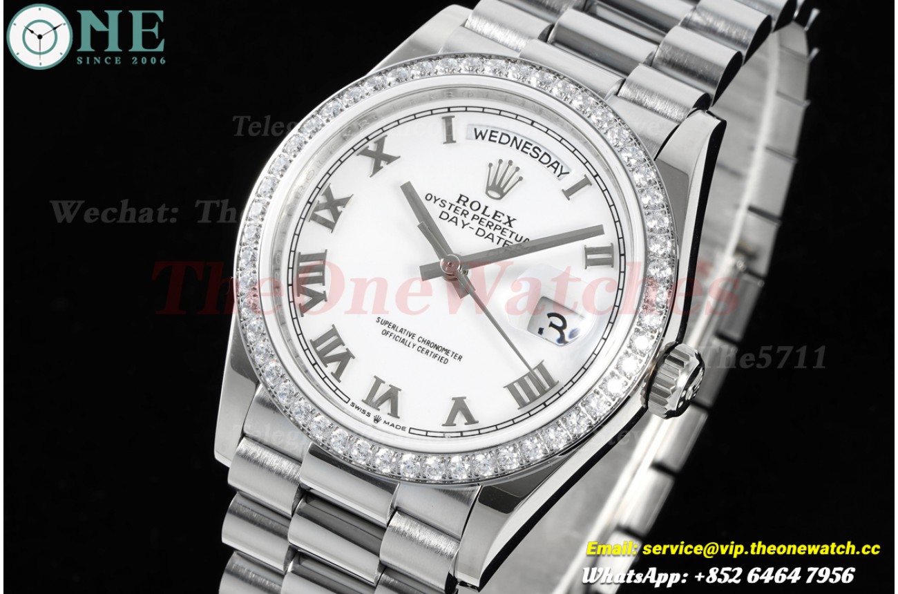 DayDate 128239 36mm Dia SS/SS White/Rmn KF A2836(Gain Weight)