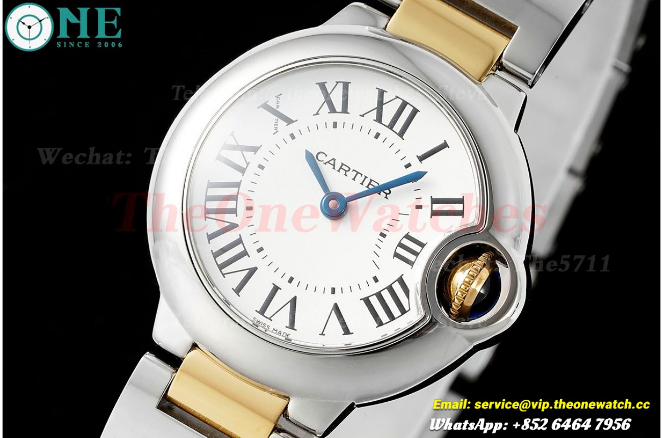 Ballon Bleu De Cartier 28mm YG/SS White Dial AF Quartz
