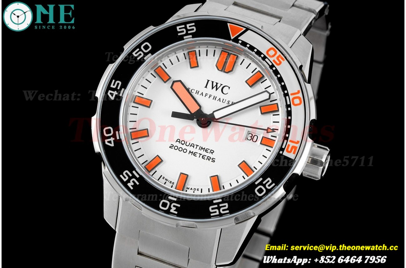 Aquatimer 44mm Blk/Org bezel White/Stk SS/SS RSF A2892