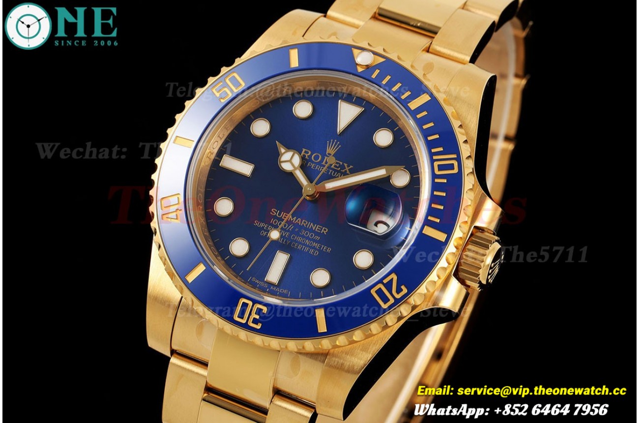 Submariner 116618LB 40mm 904L YG/YG Blue Dial VSF VS3135