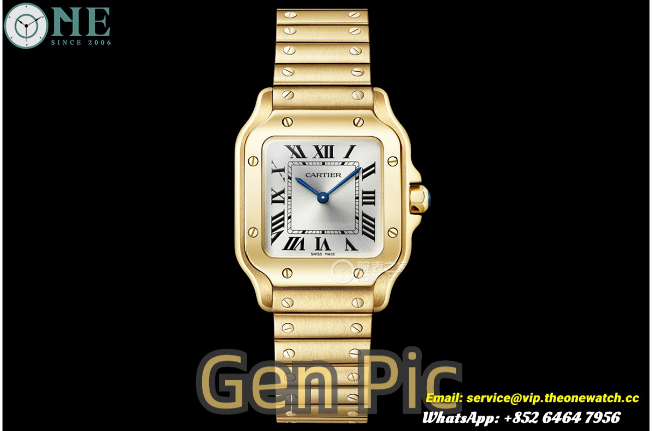 Santos De Cartier 27mm YG/YG Silver Dial AF Quartz