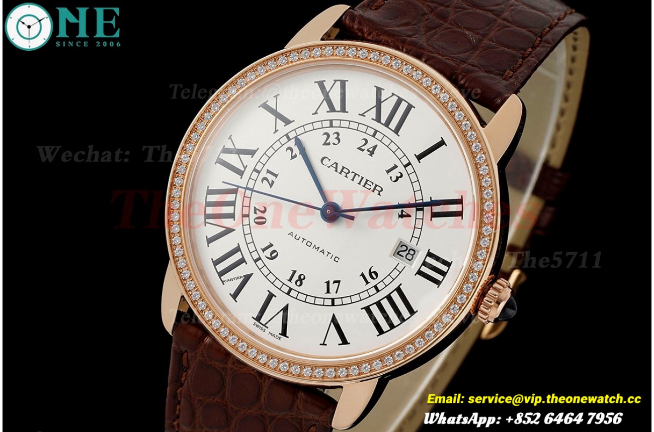 Ronde Solo Date 42mm Dia RG/LE White Dial AF MY9015