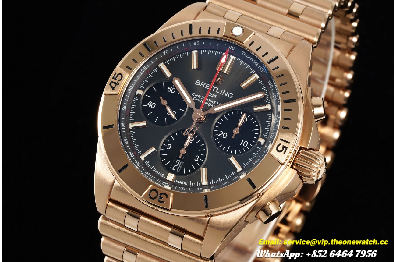 Chronomat B01 42MM RG/RG Black/Stk BLF A7750