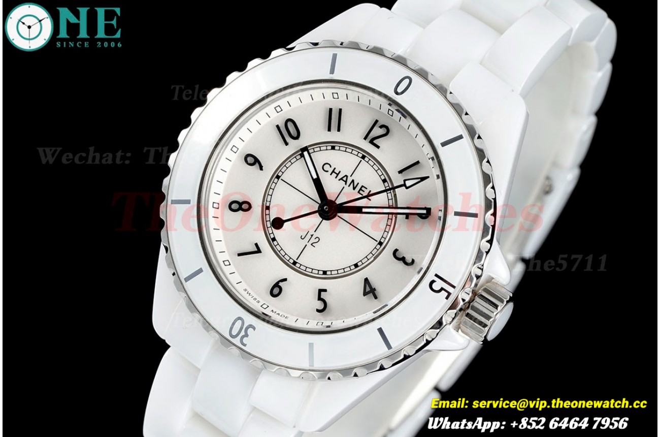 J12 33mm White Ceramic/Cer White/Num HTF Quartz