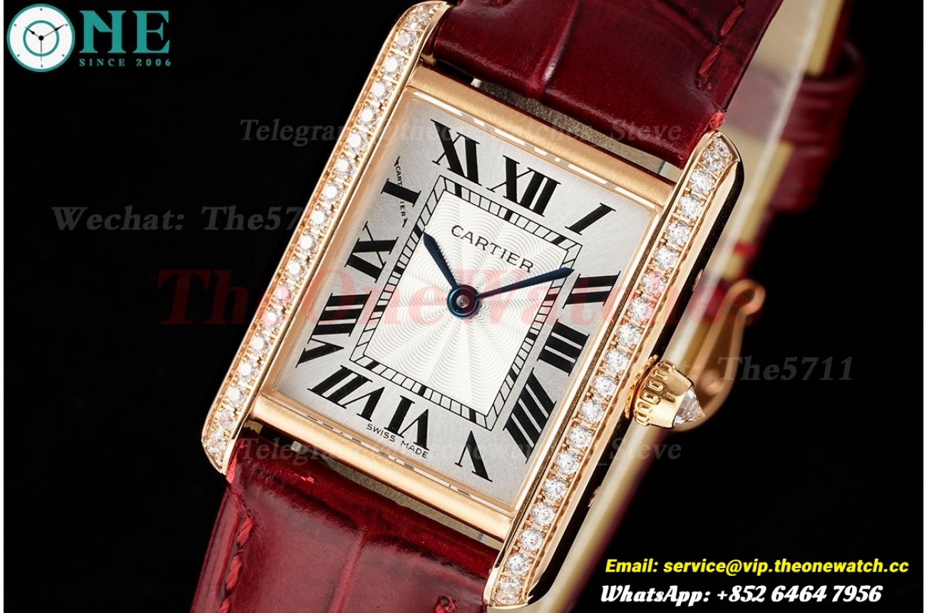 Tank Louis 22mm Dia RG/LE Silver Dial AF Quartz