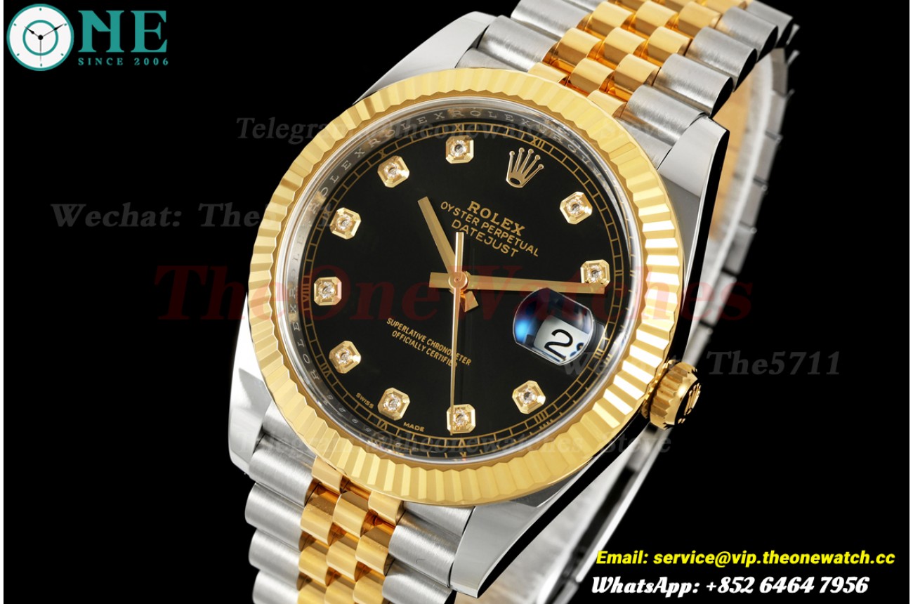 Datejust 126333 41mm Jub SS/YG Black/Dia WDF JH3235 (Free Sprung)