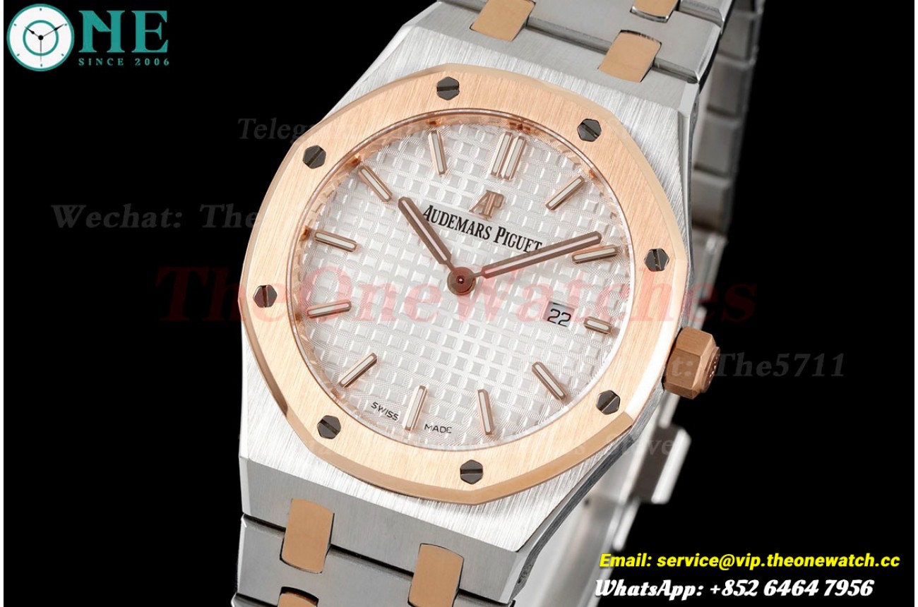 Royal Oak Ladies 33mm SS/RG  white Dial 8F Swiss Quartz
