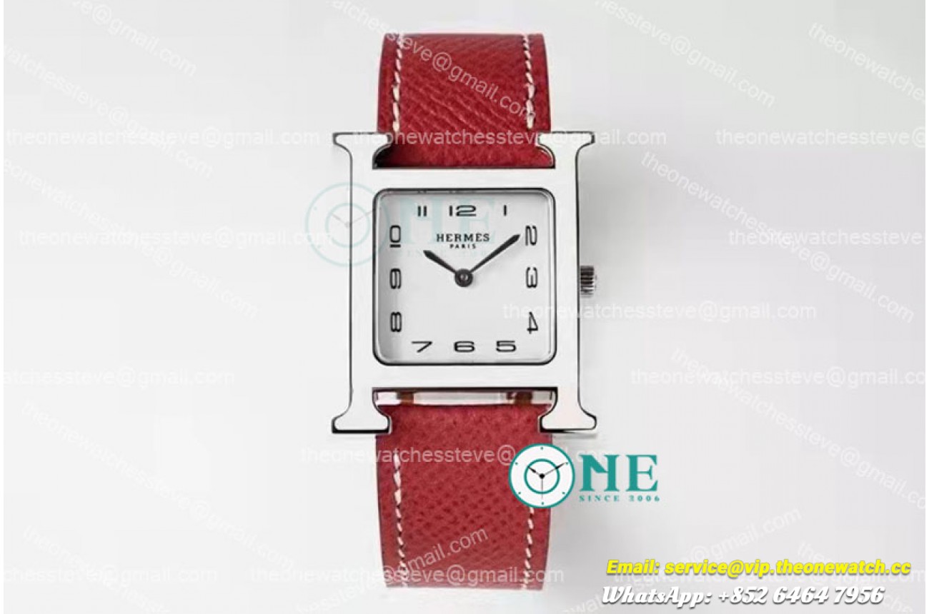 Hermes - Heure H SS/LE White/Num Red Lacquered BVF Swiss Quartz