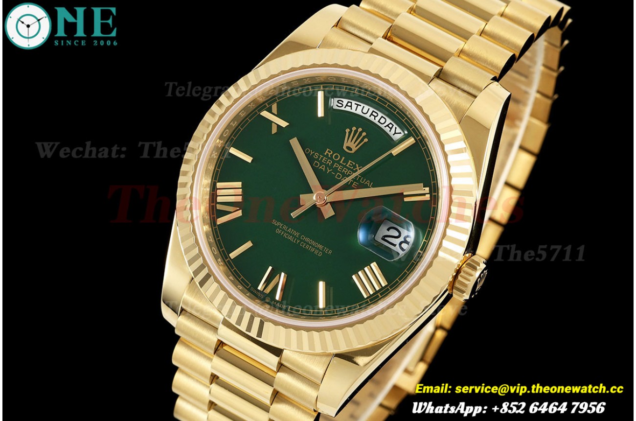 DayDate 228238 40mm YG/YG Green/Rmn RCF VR3255 (Weighted Approx.210g)