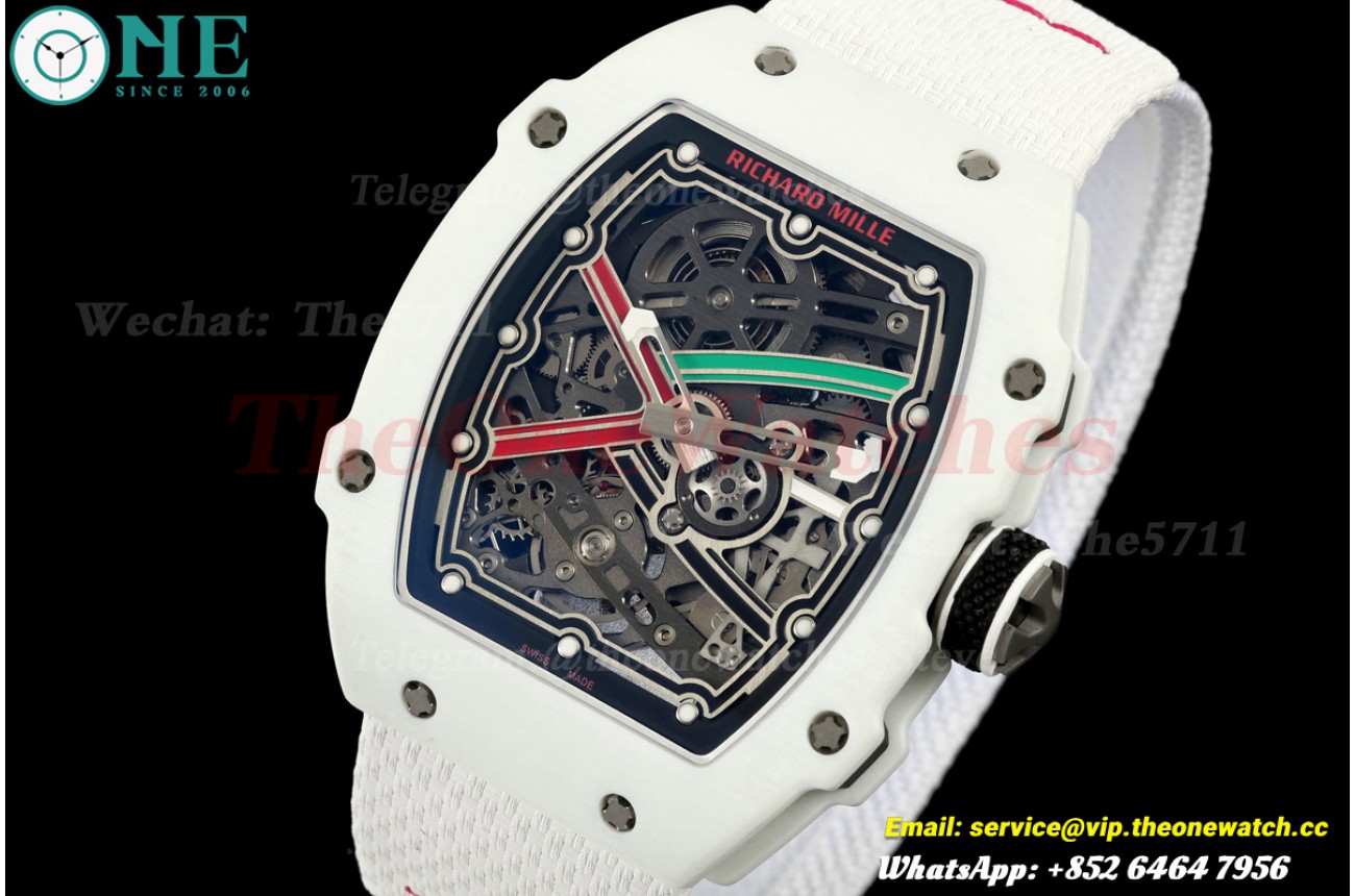 RM67-02 White NTPT Skeleton Dial on White Elastic Strap AVF V2 CRMA7