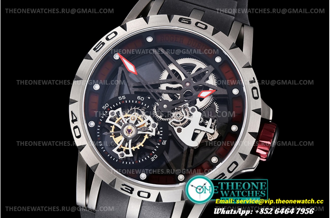 Roger Dubuis - Excalibur Skele Flying Tourb RDDBEX0392 SS/RU Blk BBSF