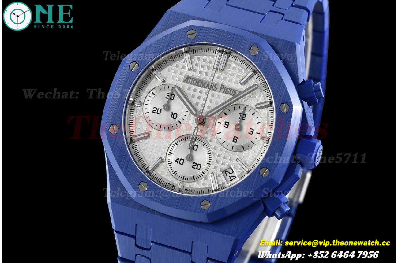 Royal Oak Chrono 26240 41mm Blue Ceramic/Cer Silver Dial APS SH4401 (SW Dial)
