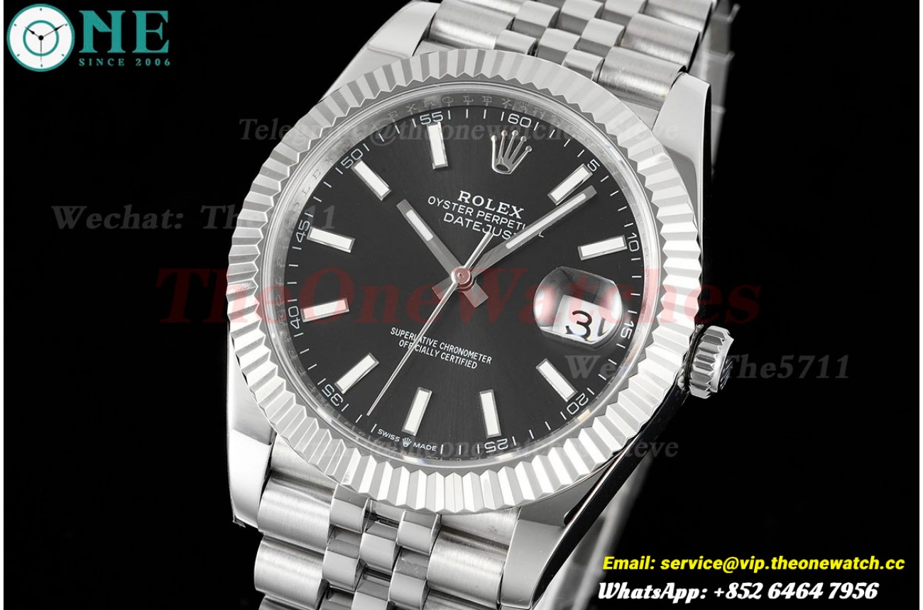 Datejust 41mm Black/Stk SS/SS  Jubilee 904L DIW A3235