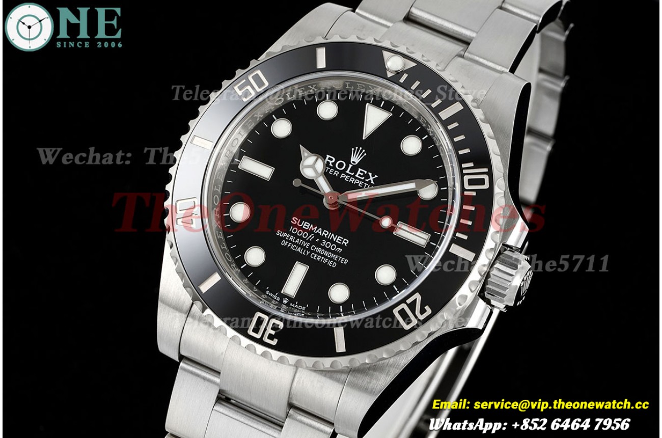 Submariner 124060LN No Date 41mm SS/SS Black Dial VF DD3230