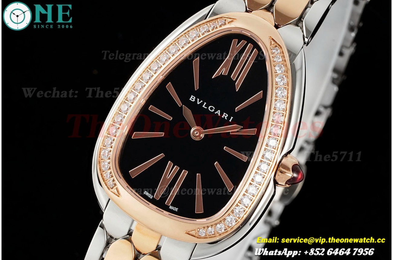 Serpenti Seduttori 33mm Dia RG/SS Black Dial BVF Swiss Qtz