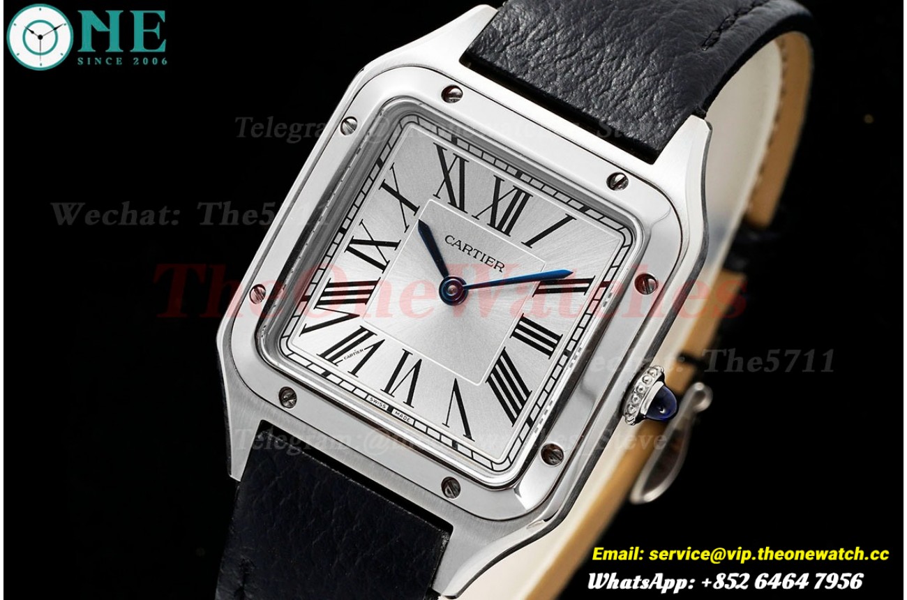 Santos Dumont Black SS/LE Silver Dial AF Quartz
