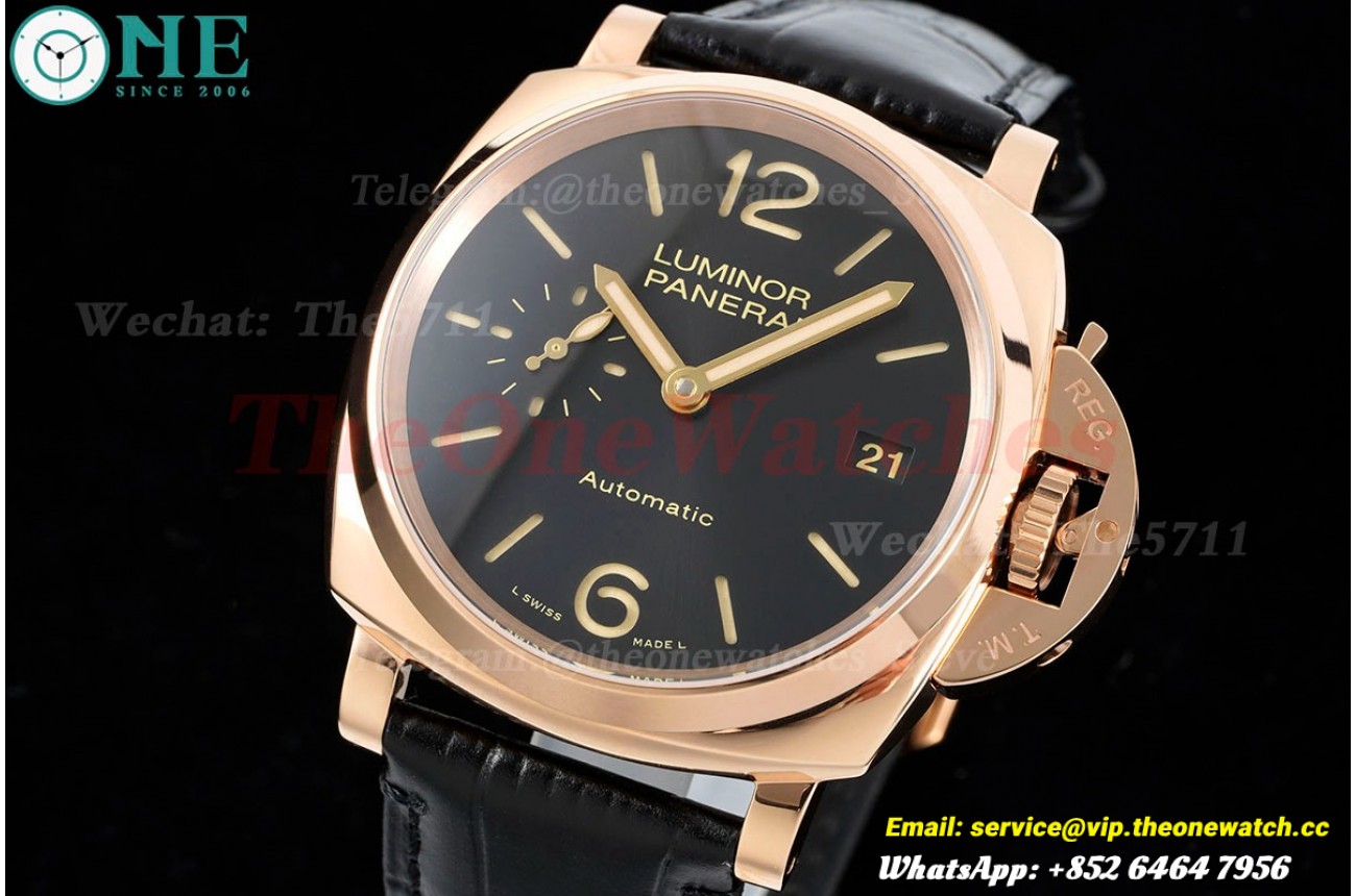 Luminor Due PAM908 38mm "FU" RG/LE Black/Num VSF Asia XXXIV