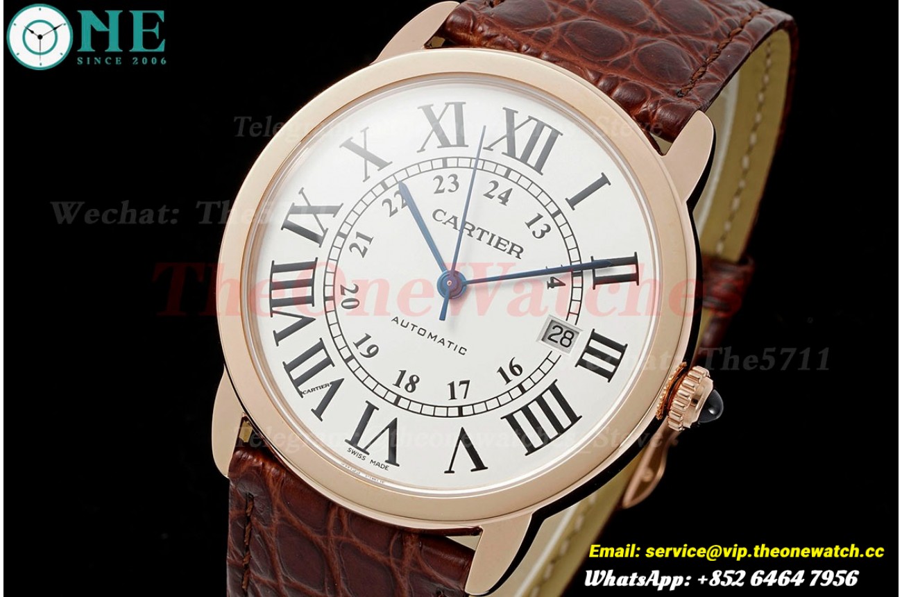 Ronde Solo Date 42mm Dia RG/LE White Dial AF MY9015