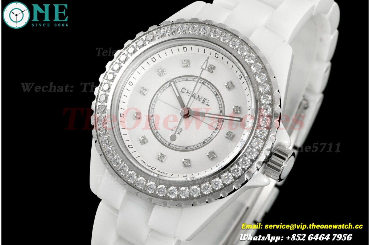 J12 33mm Dia Ceramic/Cer White Dial HTF Quartz