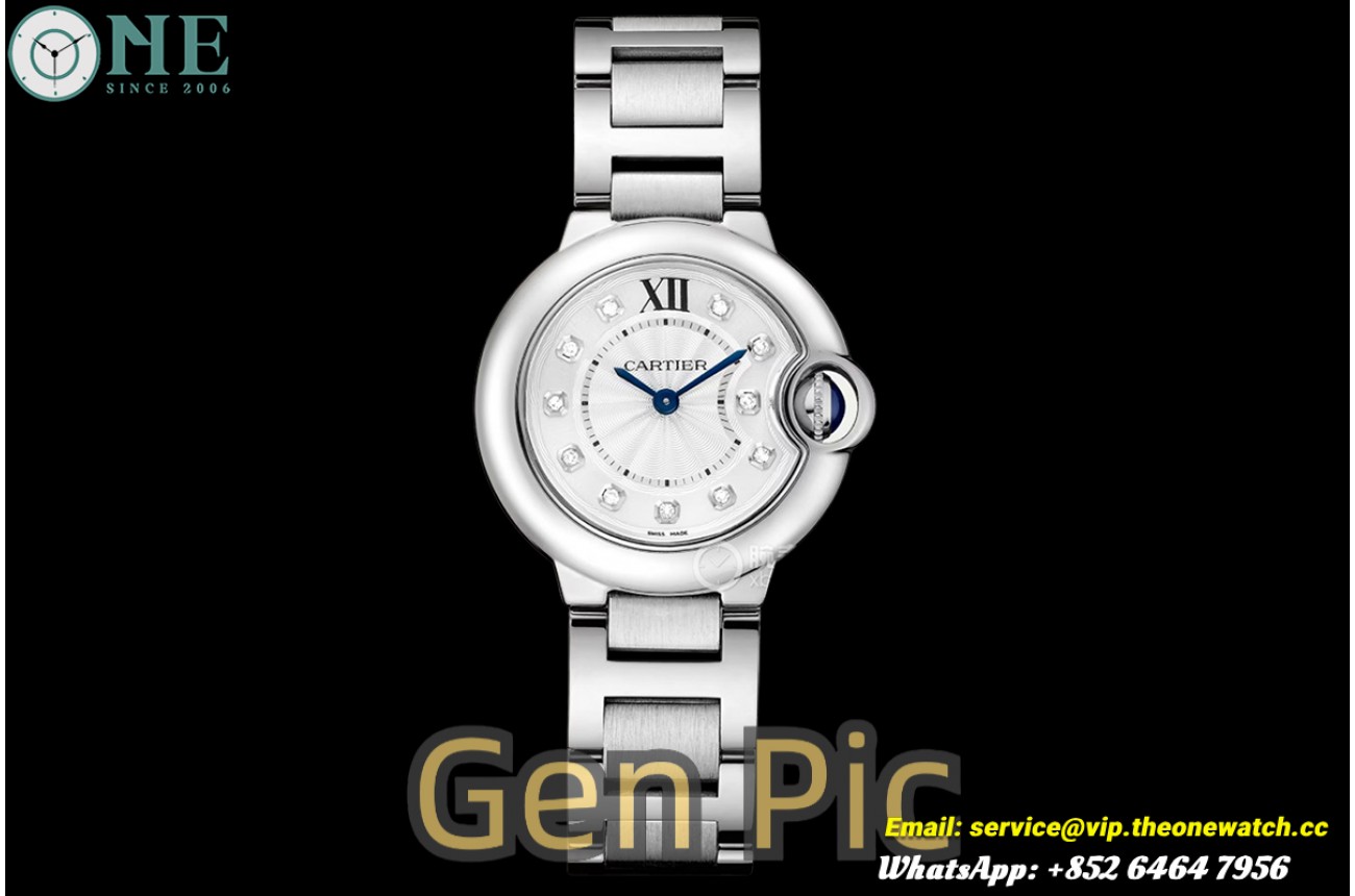 Ballon Bleu De Cartier 28mm SS/SS White/Dia AF Quartz