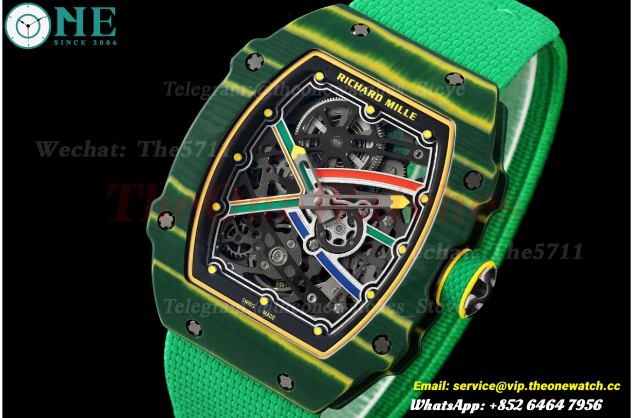 RM67-02 Green NTPT Skeleton Dial on Green Elastic Strap UMI V2 CRMA7