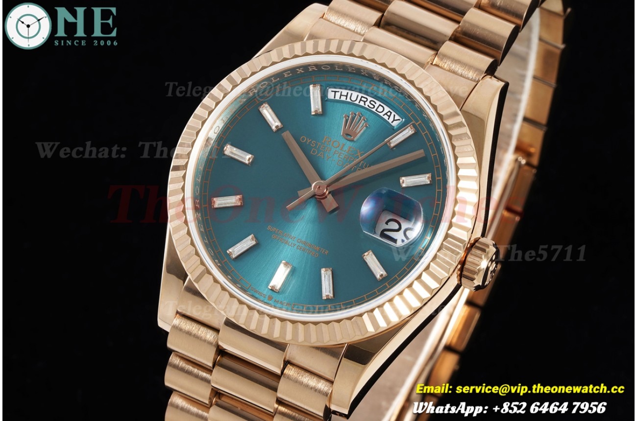 DayDate 128235 36mm Dia RG/RG Blue/Dia KF A2836(Gain Weight)