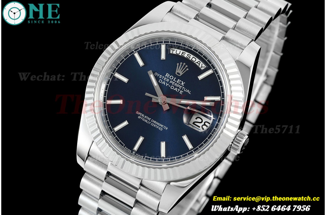 DayDate 228239 40mm SS/SS Blue/Stk QF V8 SH3255 (Weighted Approx.190g)