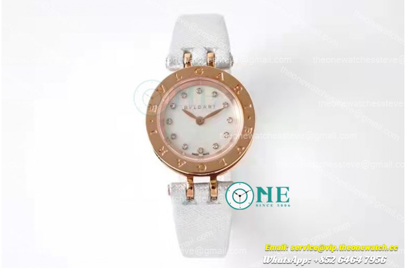 Bvlgari - B ZERO 23mm RG/LE White/Dia Wht Swiss Qua