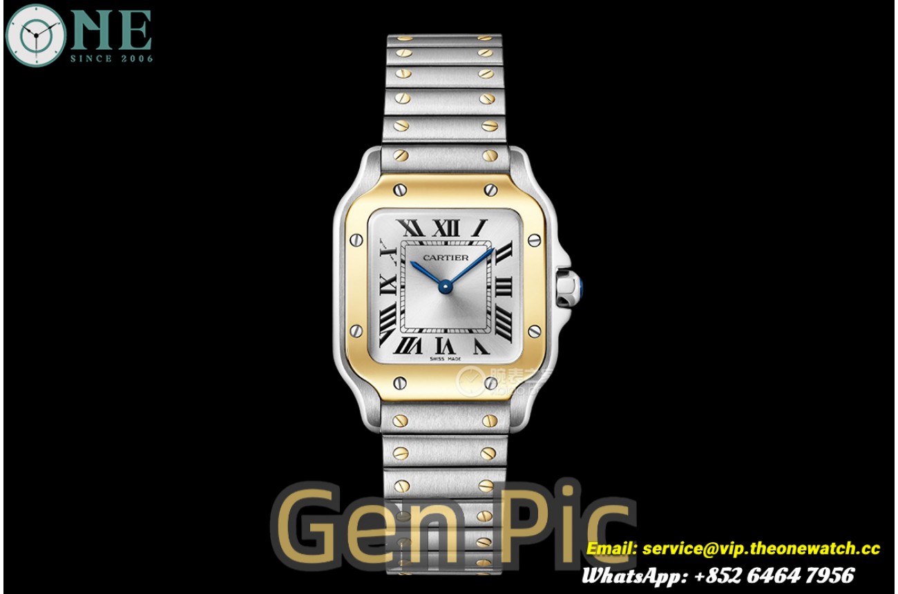 Santos De Cartier 27mm SS/YG Silver Dial AF Quartz