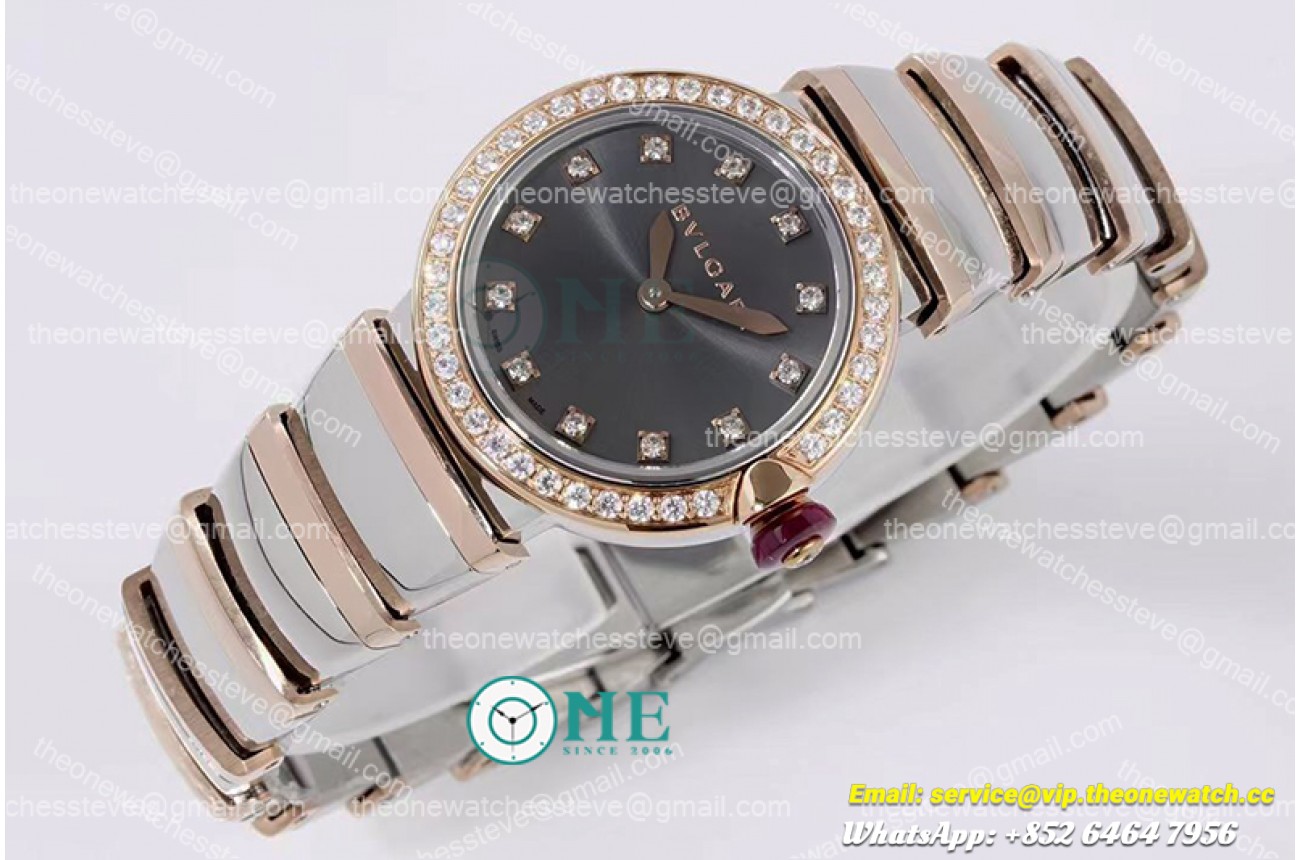 Bvlgari - Lvcea series 28mm RG/SS Grey/Dia Diam BVF Swiss Qua