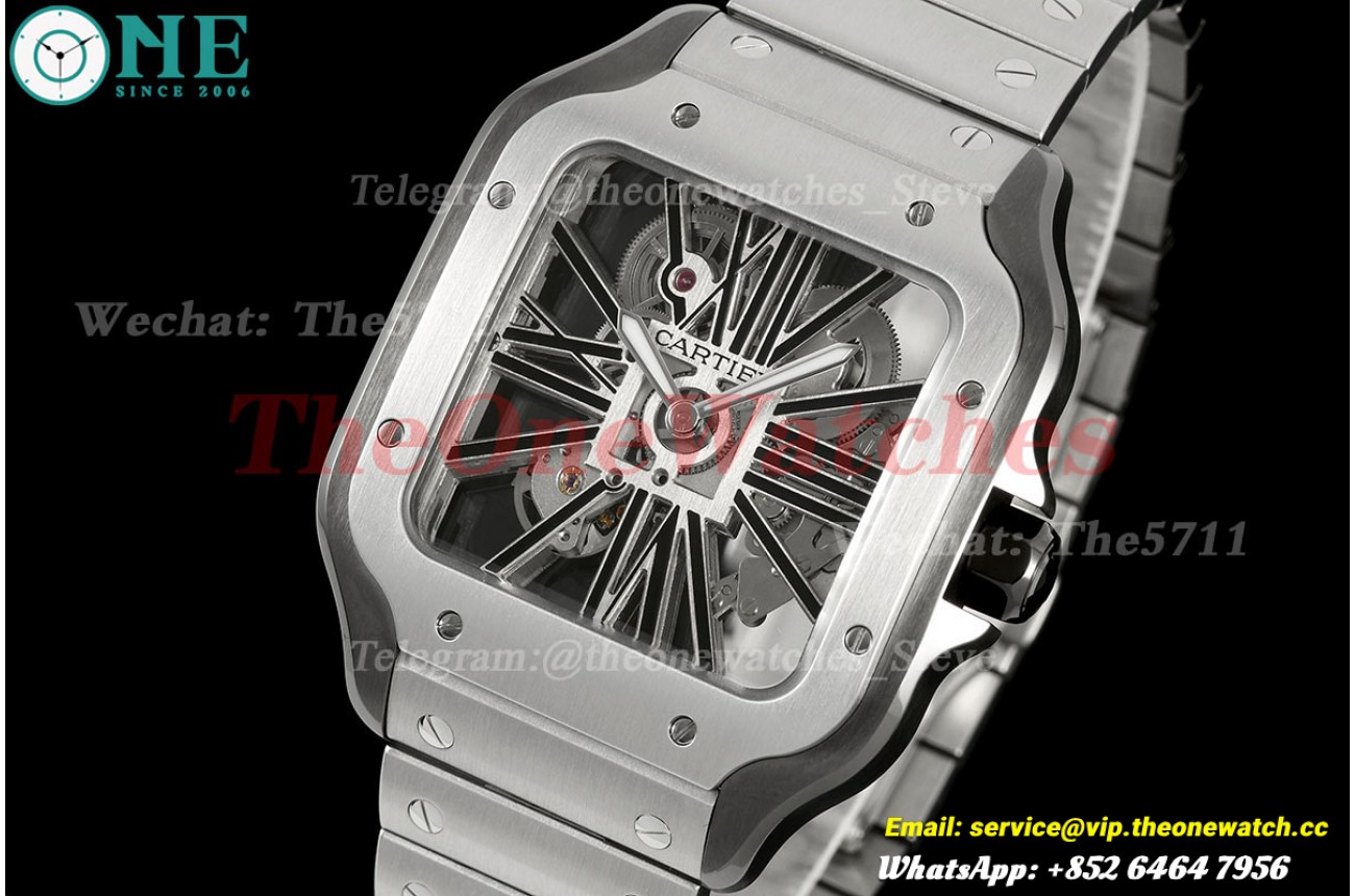 Santos De Cartier 40mm SS/PVD Black Skeleton Dial RICHF 9611MC Super Clone