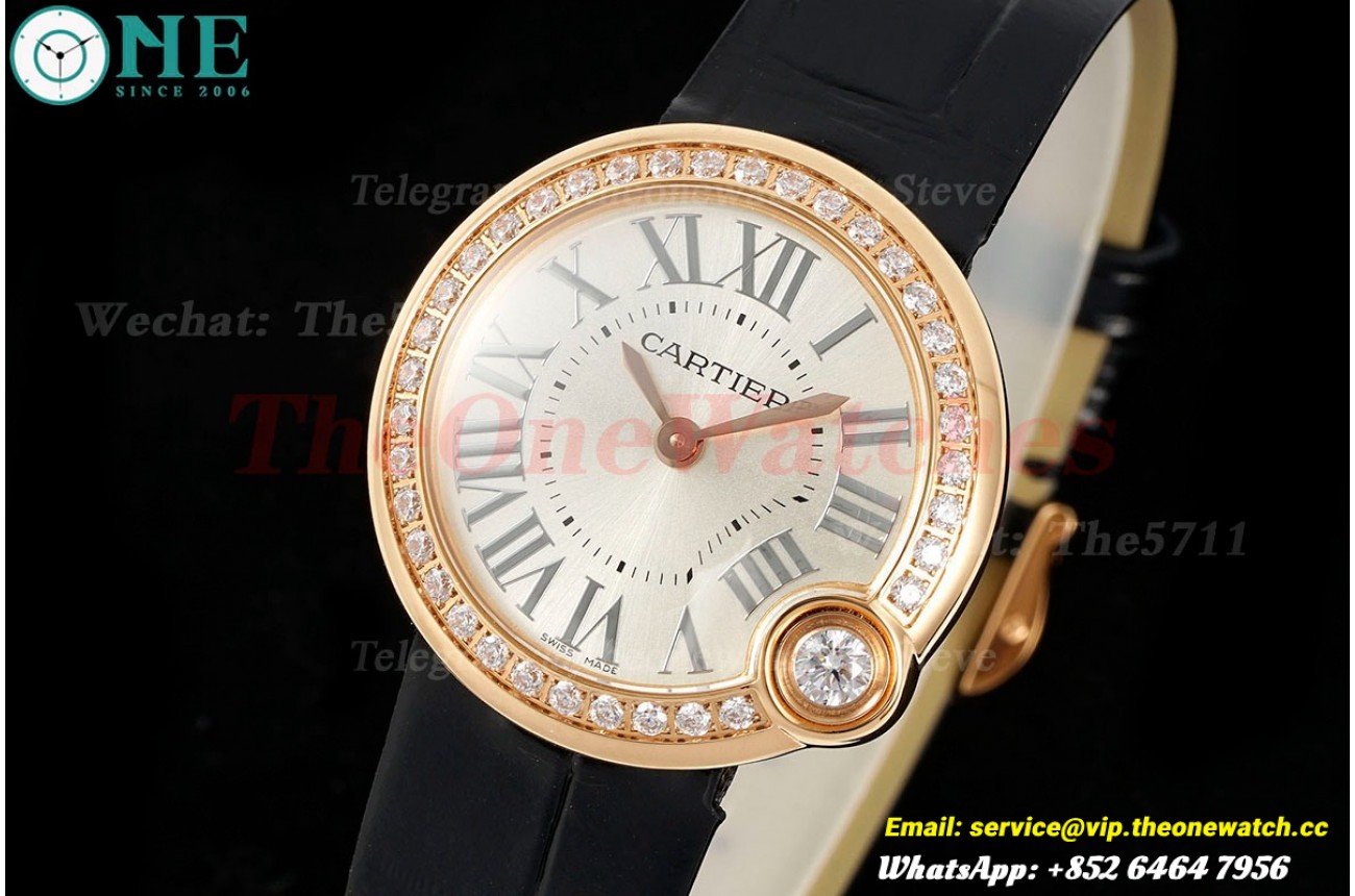 Ballon Blanc Ladies 30mm Black Dia RG/LE Silver Dial AF Quartz