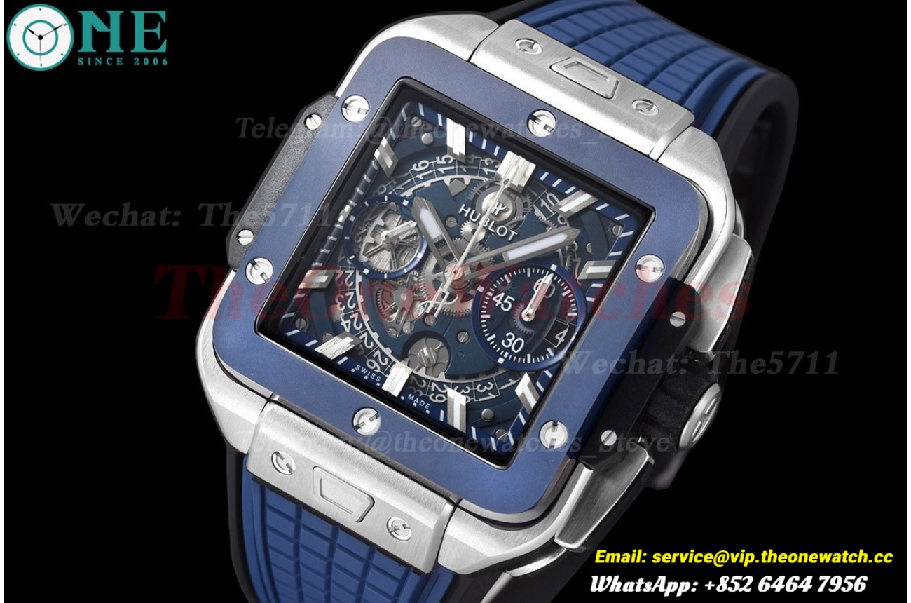 Square Bang Unico 42mm Cer Ti/RU Blue Skeleton Dial BBF HUB1280A
