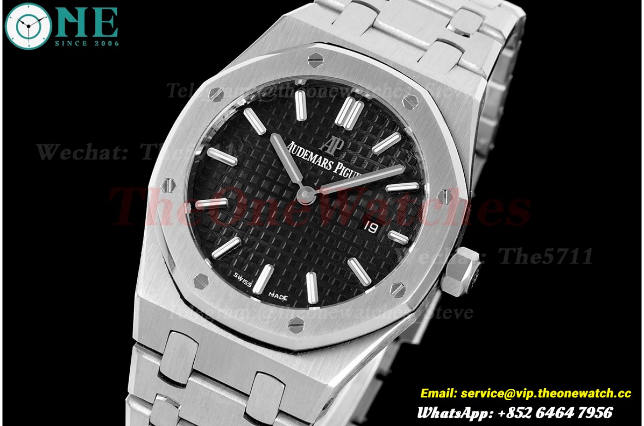Royal Oak Ladies 33mm SS/SS Black/Stk JJF Swiss Qtz