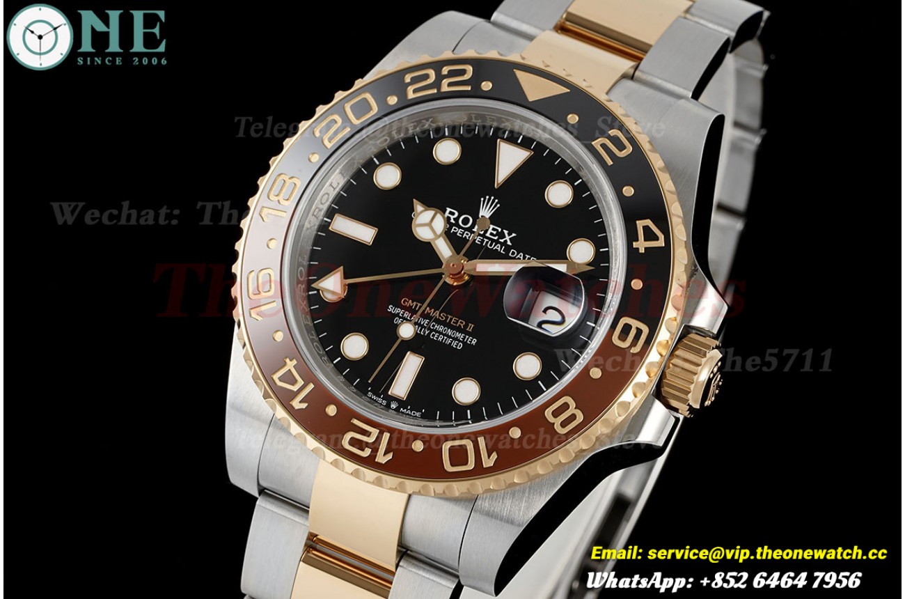 GMT Master II 126711 CHNR Rootbeer Oys 40mm SS/RG Black Dial VSF  DD3285 (Gain Weight)
