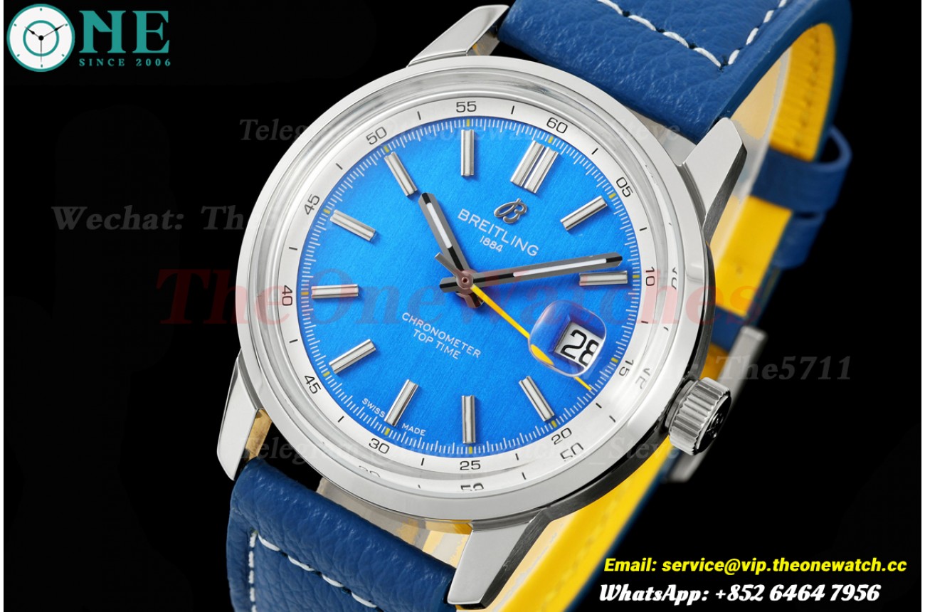 Top Time B31 38mm SS/LE Blue/Stk Dial Yellow Hand BLF AB31
