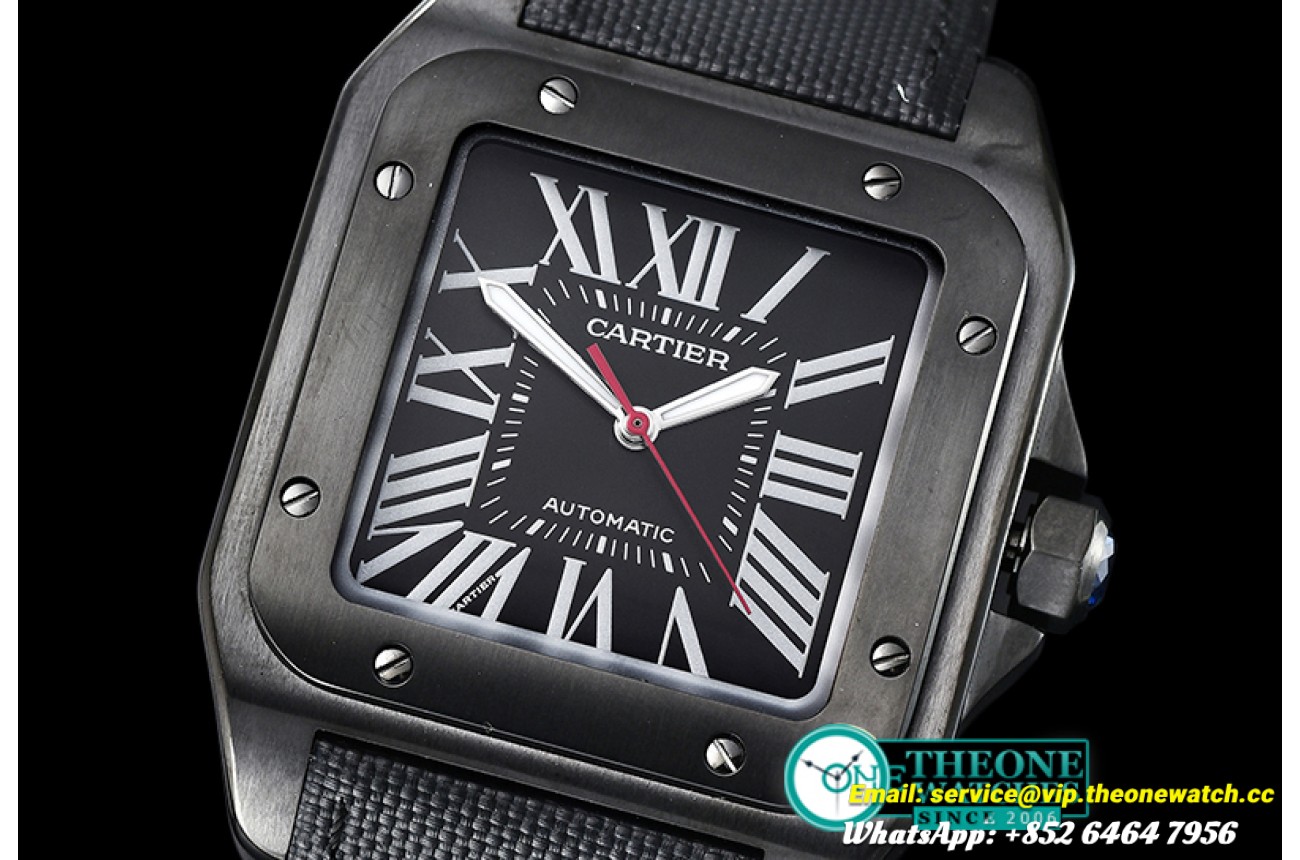 Cartier - Santos 100 Mens PVD/NY Black/Wht Num V6F Miyota 9015