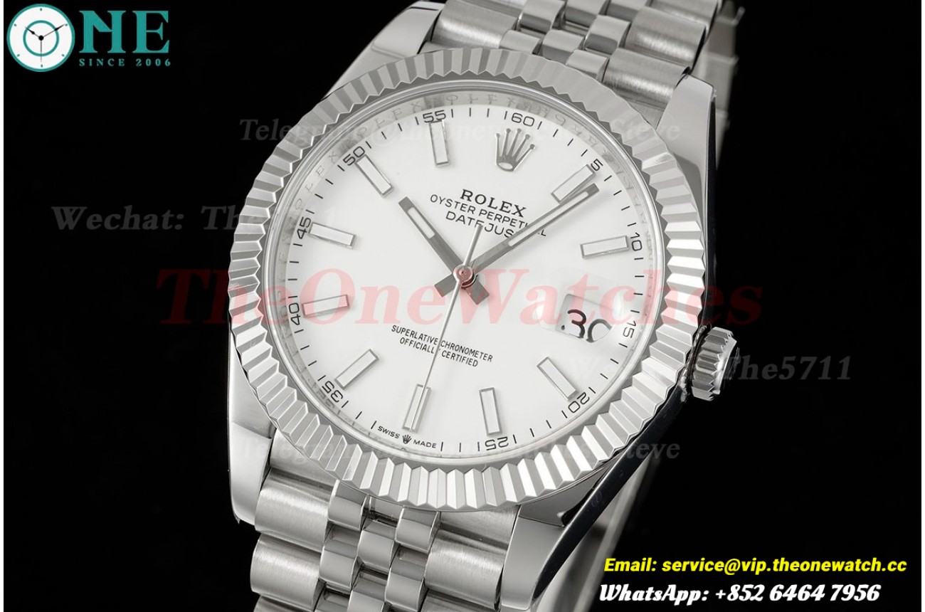 Datejust 41mm White/Stk SS/SS  Jubilee 904L DIW A3235