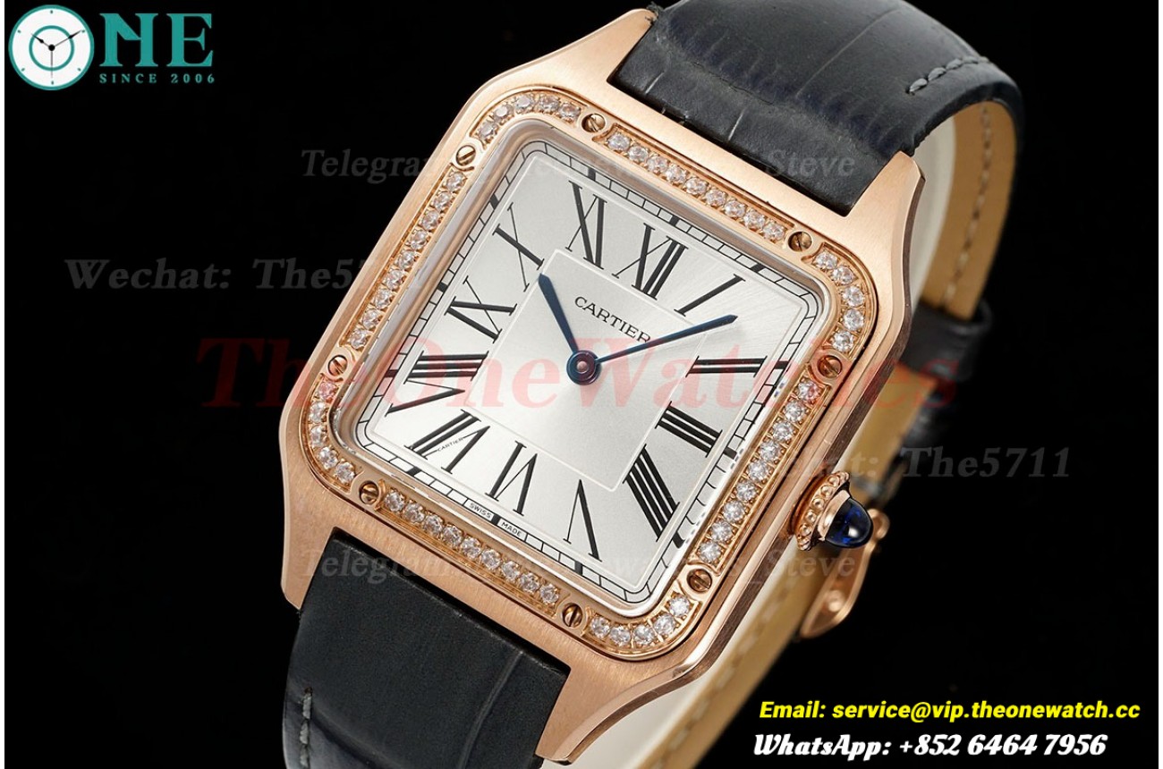 Santos Dumont Grey Dia RG/LE Silver Dial AF Quartz