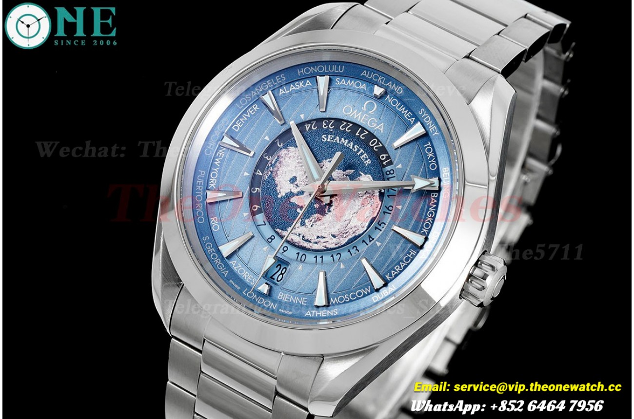 Aqua Terra 150M Worldtimer 43mm SS/SS Blue Dial VSF A8938