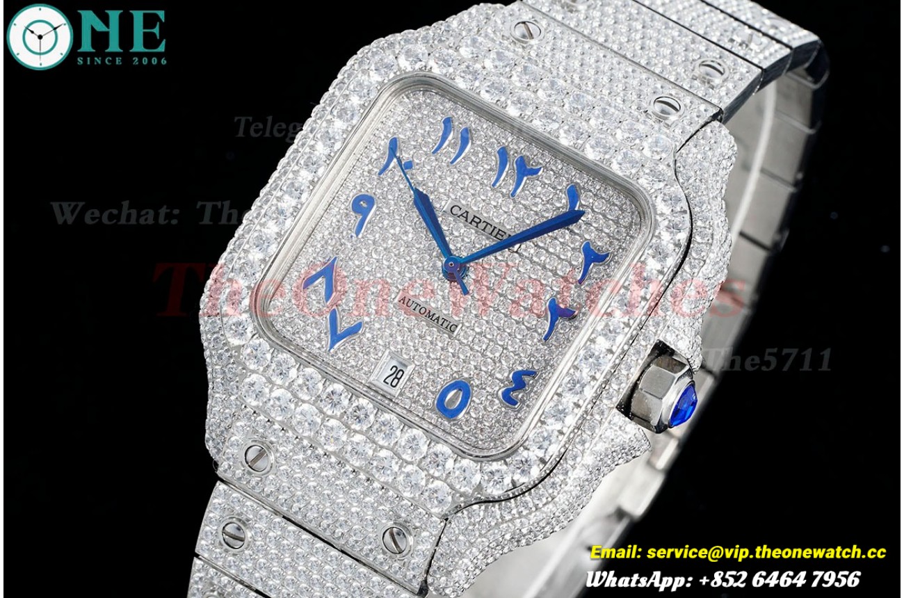 Santos 100 Mens XL 40mm SS/SS Dia/Arab Dial AMG MY9015