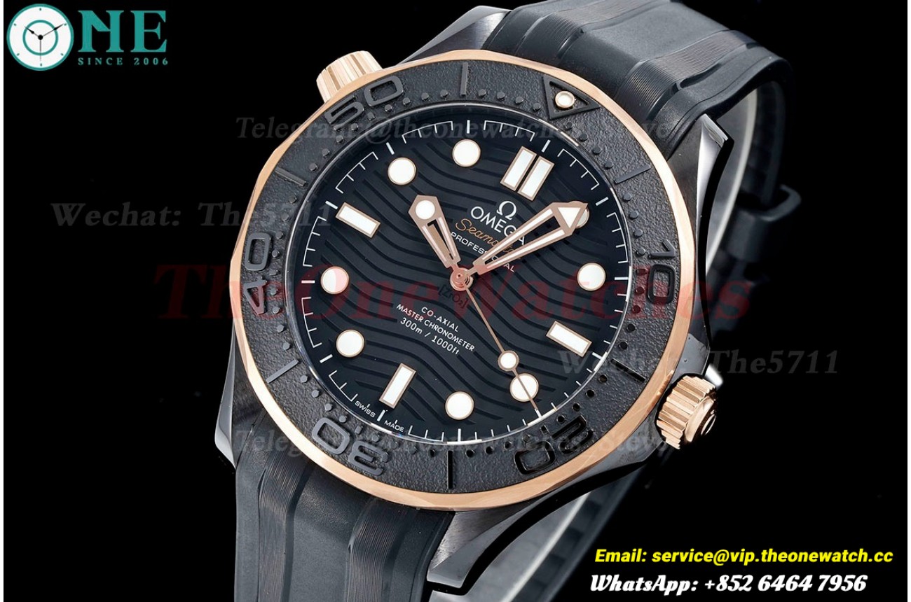 Seamaster 300m 43.5mm RG Ceramic/RU Black Dial VSF VS8806 Super Clone