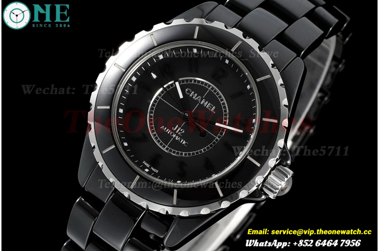 J12 38mm Black Ceramic/Cer Black/Num HTF A2892
