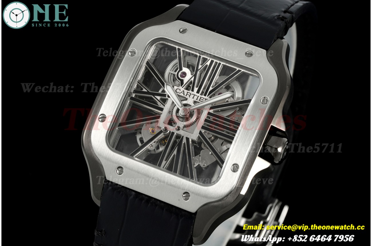 Santos De Cartier 40mm PVD/LE Black Skeleton Dial RICHF V2 9611MC Surer Clone