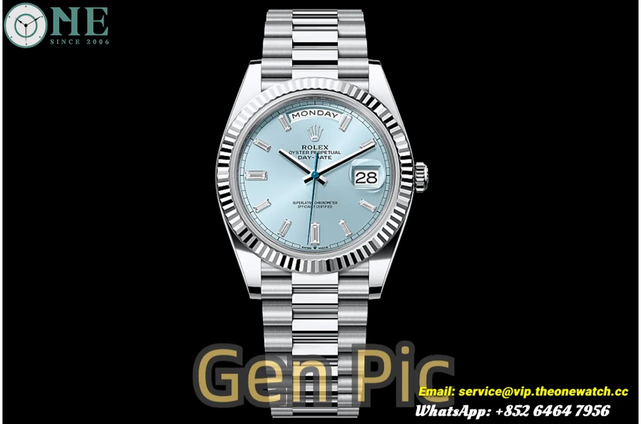 DayDate 228236 40mm SS/SS Ice Blue/Dia VSF V2 DD3255 (Weighted Approx.182g)