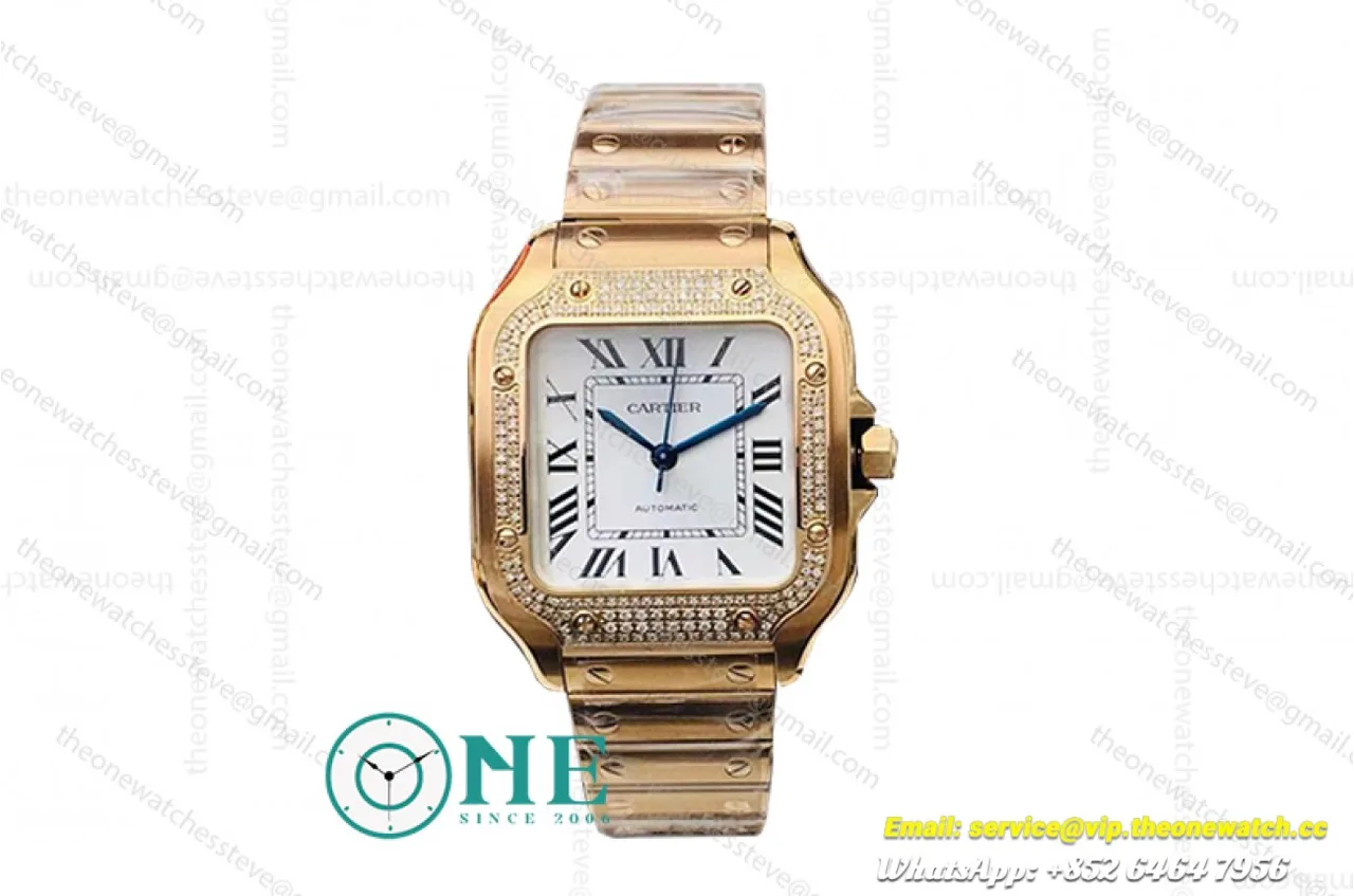Santos Diamonds RG/RG White/Roman Dial KORF MY9015