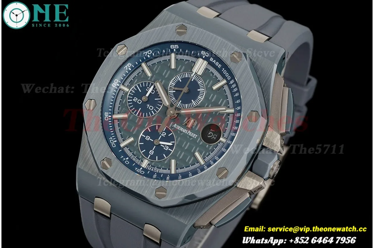 Royal Oak Offshore 26405CG 44mm Blue Cer/RU Green Dial APJF A7750 Mod