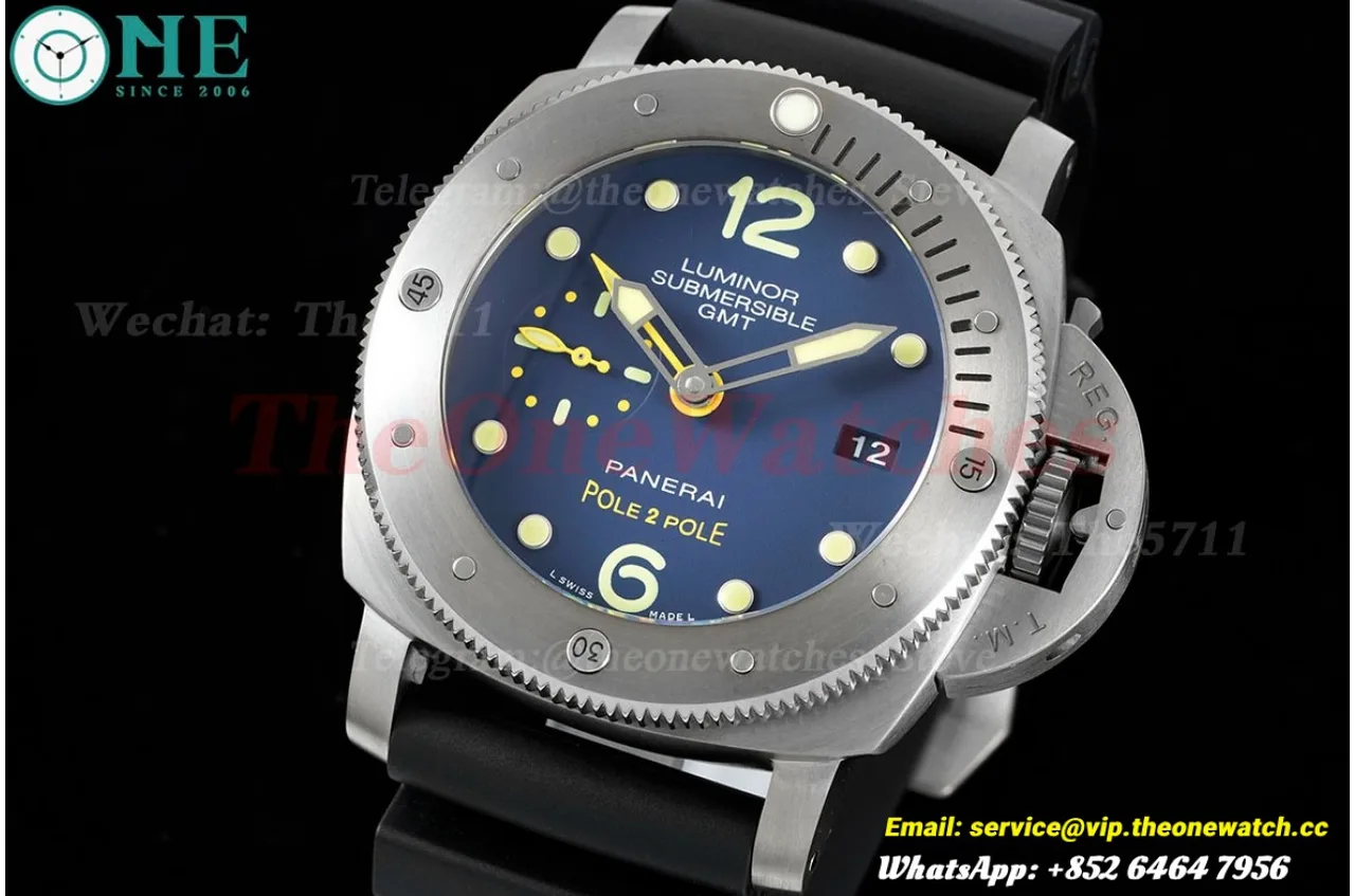 PAM719 Submersible 1950 GMT 47MM TI/RU Blue VSF P9001